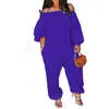 Seksowne na ramionach Jumpsuits Rompers 4xl Kobiety luźne jednoczęściowe spodnie jesień ubrania plus size