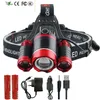 New Powerful 3 led Headlamp XM T6 Zoomable Rechargeable Head Lamp Flashlight Waterproof headlight Fishing lantern Russian Warehouse