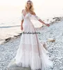 Chic Fairy Boho Vestido de Noiva de Laço 2022 Uma Linha Espaguete Corre Cupcakes Beach Robe de Mariée Corset Voltar Civil Hippies Bohemian Country Bride Vestidos Vestido de Noiva