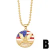 Pendentif Colliers FLOLA Émail USA Drapeau Collier Pour Femmes Hommes Cuivre Zircon 4 Juillet Mode Plaqué Or Bijoux Cadeaux Nkeb228