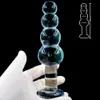 High quality glass false penis crystal anal plug plug-in stopper Prostate Massager adult male and female masturbation toy