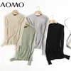 Aomo Women Fashion Fashion Solid Twist шерстяной вязаный джампер o Sece Seck Pullovers Chic Tops 6D123A 220815