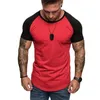 Męskie koszulki Patchwork T Shirt dla mężczyzn Casualne okrągłe szyję letnie TEE TEES Krótkie rękawe sportowe topy codzienne odzież