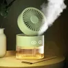 Humidification Electric Fans usb Desktop Noiseless Spray 3000 mAh Student Dormitory Office Desktop Fan With Night Light