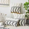 Fodera per cuscino 30x50cm/45x45cm Copricuscino Grigio Avorio Ricamo Stile marocchino Zigzag per la decorazione domestica Soggiorno Camera da letto 210401