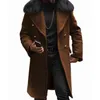 Men's Wool & Blends Wepbel Trench Coats Brown Side Seam Overcoats Casual Woolen Solid Double Breasted Sidekick Coat Outwear Jackets T220810