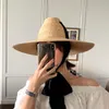 Wide Brim Hats 2023 Elegant 15cm Sun Hat For Ladies Summer High-top Ribbon Hand-woven Straw Outdoor Beach CapWide Wend22