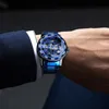 Vinnare Transparent Diamond Mechanical Watch Blue rostfritt stål Skeleton Watch Top Brand Luxury Business Luminous Male Clock 220618