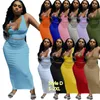 Femmes sexy robes sans manches longue robe maxi mode été couleur unie maigre extensible moulante crayon une pièce jupe clubwear grande taille