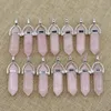 Pierre naturelle Rose Quartz colonne hexagonale pilier pendentifs à breloque pour bricolage femmes bijoux accessoires nouveau Design colliers