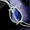 Подвесные ожерелья Длинные подвески для женщин Collier Femme Blue Tulip Colar Colar Maxi Fashion Silver Crystal Jewelry Bijoux 2022pend