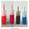 Nya 17 oz Chang-färg Akryl Tumbler Cold PS Cups Travel Mugg dubbelväggvattenflaskor med lock och halm snabb leverans