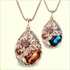 Pendant Necklaces Luxury Gold Teardrop Crystal Necklace Jewelry Colorful Long Rhinestone Golden Ears Of WheatPendant