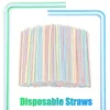 1000 Pcs Plastic Straws For Drinking Bar Party Supplies Flexible Rietjes Cocktail Colorful Striped Disposable Straw Kitchenware 224754824