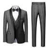 Hommes mariage coloriage de couleur collier costume veste pantalon gaim masculin entreprise de mariage décontracté pantalon de gilet manteau 3 pièces set 220815