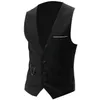 Vests Fashion Men Solid Color V Neck Sleeveless Button Pocket Blazer Suit Waistcoat 220704