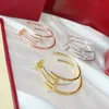 Nail Earring Studs met diamant oorbellen messing goud vergulde luxe merk hoogste aanrechtkwaliteit nieuwe Europese maat met doos cadeau voor vriendin verjaardagscadeau