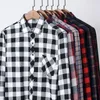 Höst Casual Mäns Flannel Plaid Shirt Märke Male Business Office Red Black Checkered Långärmad T-shirts Kläder 220322