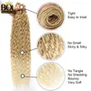 BOL Lockige Bio-Haarverlängerungen, 81,3 cm lange synthetische Bündel, Ombré-Blond, Kunsthaar für Frauen, Wasserwelle, hitzebeständig, 9 Stück 220622