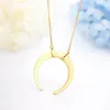 Statement Horn Crescent Moon Pendant Long Chain Necklace For Women Simple Jewelry Birthday Gift Kolye Bayan Necklaces219k222E