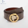 Wholale Real Cowhide Vintage Grain Pure Genuine Leather Smooth Buckle Belt For MenG32C