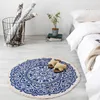 Tappeti Marocco Tappeto rotondo Stile Boho Nappa Tessuto di cotone Tappeto Tappetino Porta Coperta Decor Tessuto a mano Design Retro DecorativoTappeti