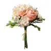 装飾的な花の花輪ローズブライドメイドウェディングブーケ人工ブライダルリボンフェイクエミュレーションDe noivadecorative