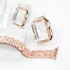 Bransoletka z metalowym mankietem Bling Rhinestone Diamond Case Opaska na nadgarstek Pasek na Apple Watch Band 45mm 44mm 42mm 41mm 40mm 38mm Seria iWatch 8 7 6 5 4 Etui na smartwatch