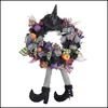 Decorazione per feste Ghirlanda di streghe di Halloween con gambe di cappello Ciondolo per porta di zucca Novità per bar di casa Consegna di goccia di casa stregata 2021 Evento Sup