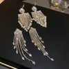 Dangle Kronleuchter Mode Statement Ohrring Lange volle Strass -Ohrringe für Frauen Euorpe Abendparty Crystal Quasten Ohr