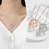 Romantique Double couche coeur pendentif collier cristal strass diamant cou chaîne femme exquis doux fête bijoux cadeau