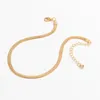 Cavigliere Gotico Basic Semplice Lama Piatta Bracciale a catena con serpente sulla gamba per uomo Donna Punk Color oro Cavigliera in rame Kpop Piede Gioiello194m