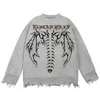 Winter High Street Oversized Vintage Gothic Style Printed Knitted Sweater Men Hip Hop Harajuku Casual Loose Pullovers Unisex T220730