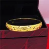 10 мм Браслет женское браслет резной звезды 18к желтый золотой заполненный свадьба свадьба Дубай свадьба женские браслеты винтажные украшения Dia 60mm