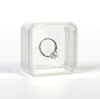 100st 55x55mm Transparent Floating Display Case Earring Gems Ring Smyckesupphängning Förpackning Box Pet Membrane Stand Holder GG025331093