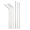 Metal Reusable 304 Stainless Steel Straws Straight Bent Drinking Straw With Case Cleaning Brush Set Party Bar accessory C0612X03