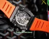 5 Style Top Quality Watches 42mm x 50mm x 16mm RM11-03 Skeleton NTPT Carbon Fiber Sapphire Glass Transparent Mechanical Automatic Mens Men's Watch Wristwatches