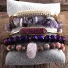 RH Fashion Boho Jóias Stone natural Drruzy Bangle 5pc Conjuntos de pulseiras para mulheres Bohemian Jóias