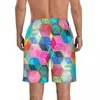 Мужские шорты хрустальные сотовые кубики шестигранник мужской пляжный карман богемный купальник быстро сухие мужчины, плавающие, серфинго