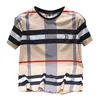 Дизайнерские пальмы Модные бренды Футболка High Street Europe And America Ice Silk Summer New Plaid Print B Letter Embroidery Youth Trend Mens Woman Lovers Tshirt