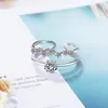 Cluster Rings Korean Fashion Sterling Silver 925 For Women Jubileum Utsökta Big Dipper Zircon Double Layer Ring Smyckespresent