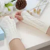 12Pair Women's New Korean Knitted Gloves Student Half Finger Twist Long Sleeve Arm Cover Solid Color