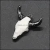 Arts And Crafts Arts Gifts Home Garden Semi-Precious Stone Acrylic Ox Cow Bones Head Shape Charms Pendant Finding For Diy Dh0Zz