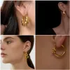 Projektant biżuterii Tytanium Uch Ear Huggie 18K Gold Glosle Błyszczące niefadowatą kolczyki Women039s Anti Allergy Kolczyki Punk E5765538
