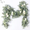 Party Joy 2m Artificial Flowers Garland Fake Eucalyptus Vine Hängande Växter För Bröllop Hem Office Party Garden Craft Art Decor 220406