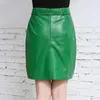 Skirts Spring Pink Office Ladies Sheepskin Real Leather Skirt Women Casual Buttons Slim Fit High Waist Wrap Green Jupe Femme