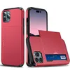 2-in-1スライディングクレジットカードAnti-Fall電話ケースケースIPhone 14 Pro Max 13 12 11 XR XS 6 7 8 Plus iPhone14バックカバーカードスロットケース