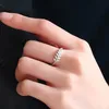 925 Sterling Silver Leaves Designer Band Rings mousserande CZ Zircon ol Girls Elegant Love Ring for Women Accessories smycken