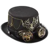 Bérets Vintage Black Steampunk Top Hat Gear Grews Punk Gothic Heatwear Holiday Party Decoration Halloween AccessoiresBerges