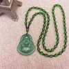 Pendentif Colliers Noir Vert Bouddha Femmes Amulette Style Chinois Maitreya Collier Bijoux Goutte